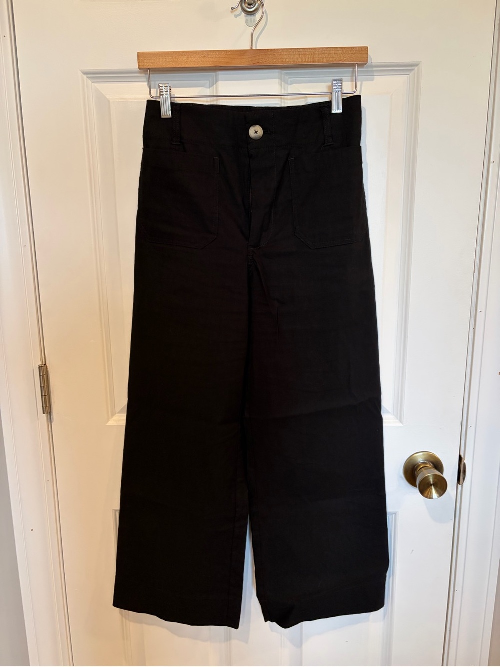 Maeve Black High-Rise Wide-Leg Cropped Pants